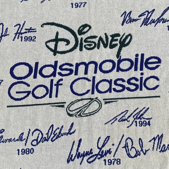 Vtg Disney Oldsmobile Golf Tapestry Throw Blanket - Picture 2 of 9